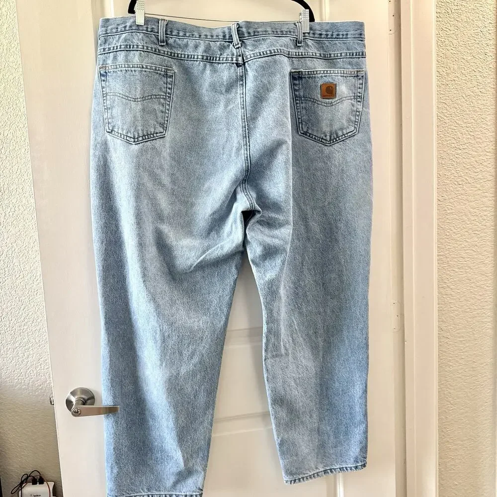 Carhartt B17 Mens Jeans 52x30 Relaxed Fit Light Denim Workwear Big Tall Pants